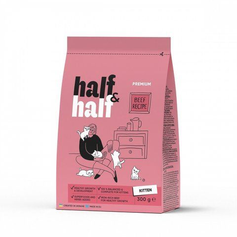 Корм сухий HalfHalf для кошенят з яловичиною 300 г S20925 фото