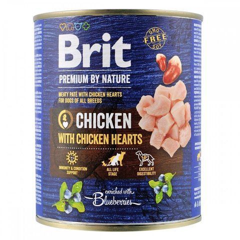 Корм вологий Brit Premium by Nature k 800 консерви для собак з куркою та курячими серцями 800 г S100407/8546 фото