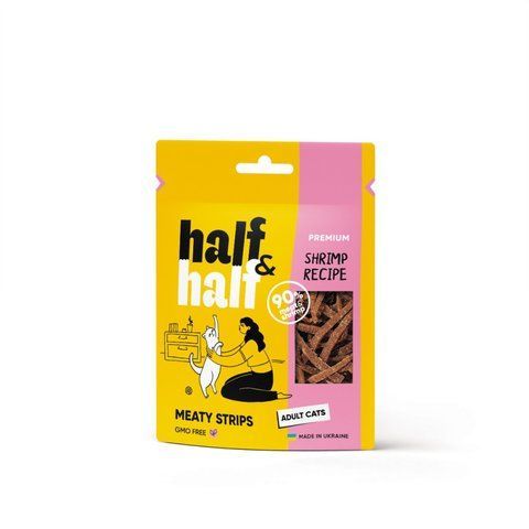 Ласощі Half and Half м ясні смужечки з креветкою для котів, 50 г S21250 фото