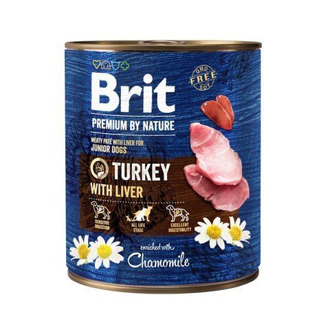 Корм вологий Brit Premium by Nature k консерви для собак з індичкою та індичою печінкою 800 г S100410/8577 фото