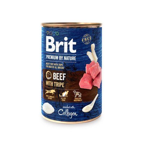 Корм вологий Brit Premium by Nature k консерви для собак з яловичиною і тельбухами 400 г S100411/8584 фото