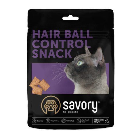 Хрумкі ласощі Savory Cats Snacks Pillows Hair Ball Control для дорослих котів, подушечки для виведення шерсті, 180 г S21304 фото