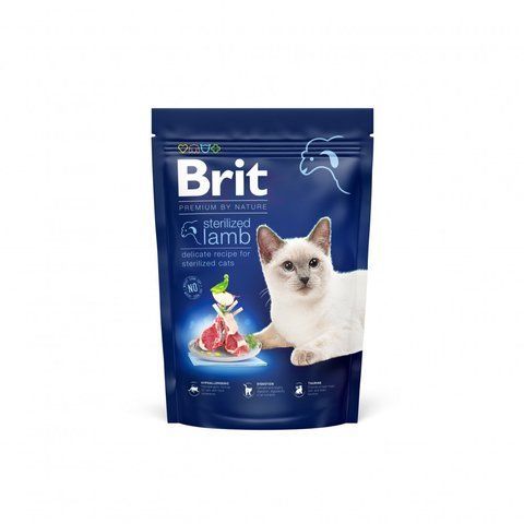 Корм сухий Brit Premium by Nature Cat Sterilized Lamb для стерилізованих котів з ягням 800 г S171855 фото