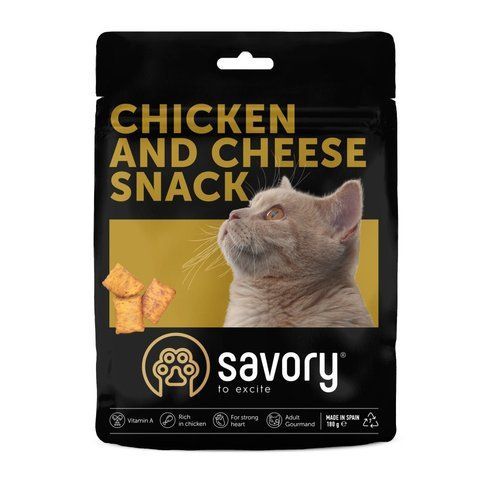 Хрумкі ласощі Savory Cats Snacks Pillows Gourmand with Chicken and Cheese для дорослих вибагливих котів, подушечки з куркою та сиром, 180 г S21311 фото