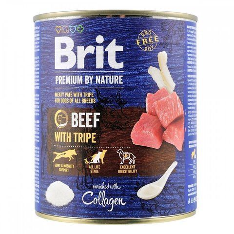 Корм вологий Brit Premium by Nature k консерви для собак з яловичиною і тельбухами 800 г S100413/8607 фото