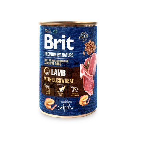Корм вологий Brit Premium by Nature k консерви для собак з ягням та гречкою 400 г S100414/8614 фото