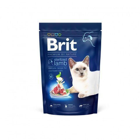 Корм сухий Brit Premium by Nature Cat Sterilized Lamb для стерилізованих котів з ягням 1,5 кг S171863 фото