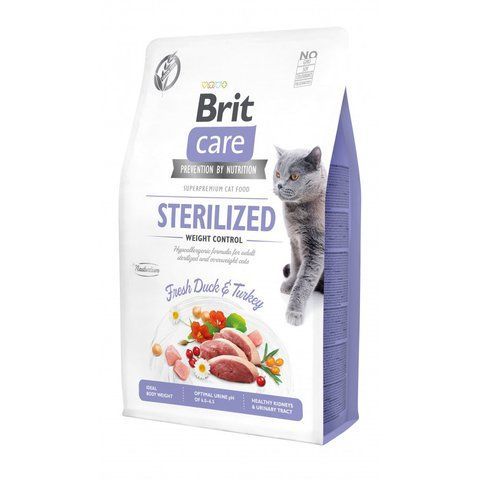 Корм сухий Brit Care Cat Grain Free Sterilized Weight Control для стерилізованих котів з надмірною вагою качка та індичка 2 кг S171294/0792 фото