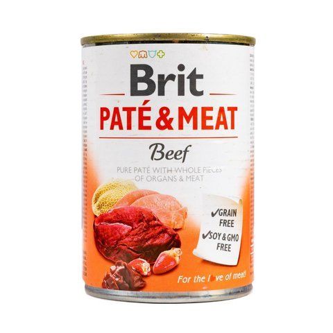 Корм вологий Brit Care Pate and Meat для дорослих собак з яловичиною та індичкою 400 г S100858/100072/0274 фото