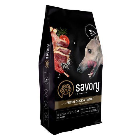 Корм сухий Savory Adult All Breeds rich in Fresh Duck and Rabbit для собак усіх порід зі свіжою качкою та кроликом 12 кг S30181 фото