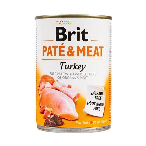 Корм вологий Brit Care Pate and Meat для дорослих собак з індичкою 400 г S100865/100074/0298 фото