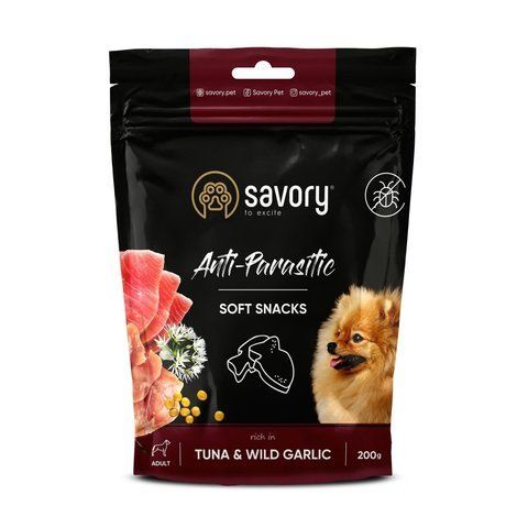 М&rsquo;які ласощі Savory Anti-Parasitic Tuna and Wild Garlic для собак усіх порід з антипаразитарним ефектом з тунцем і диким часником 200 г S31324 фото