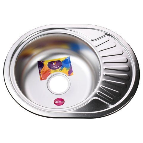 Мийка кухонна врiзна кругла з полицею 570х450х180 Satin MR 5745 E Mira 000014453 фото