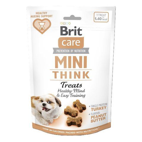 Ласощі Brit Care Mini Treats Think д/собак малих порід д/розумових здібностей індичка смак арахісове масло 50 г S112373 фото