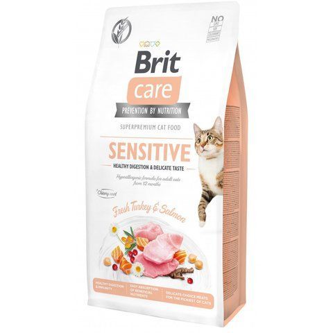 Корм сухий Brit Care Cat Grain Free Sensitive HDigestion Delicate Taste для дорослих котів з чутливим травленням з індичкою та лососем 7 кг S171281/0693 фото