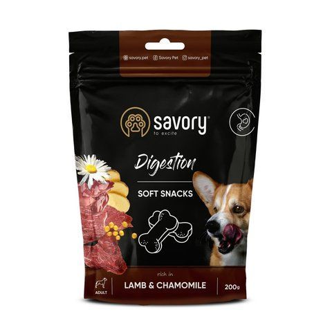 М&rsquo;які ласощі Savory Digestion Lamb and Chamomile для собак усіх порід для покращення травлення з ягням та ромашкою 200 г S31348 фото