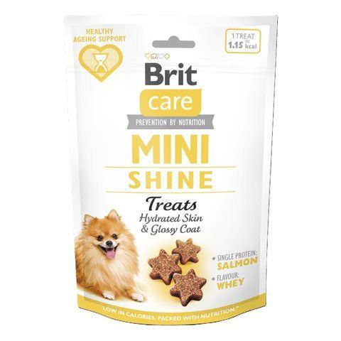 Ласощі Brit Care Mini Treats Shine д/собак малих порід д/блискучої шерсті лосось 50 г S112374 фото