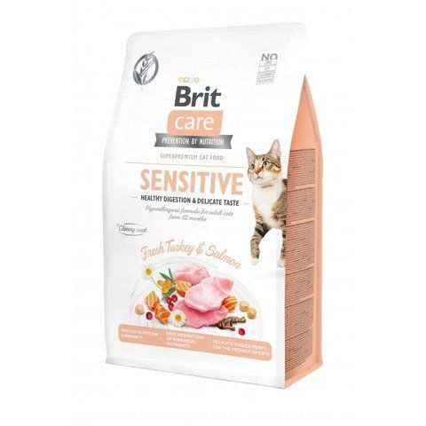 Корм сухий Brit Care Cat Grain Free Sensitive HDigestion Delicate Taste для котів з чутливим травленням індичка та лосось 400 г S171283/0716 фото