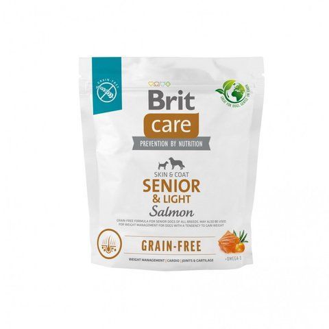 Корм сухий Brit Care Dog Grain-free Senior and Light для старіючих собак беззерновий з лососем 1 кг S172205 фото