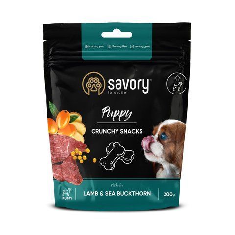 Хрусткі ласощі Savory Puppies Lamb and Sea Buckthorn для цуценят усіх порід для здорового росту з ягням та обліпихою 200 г S31379 фото