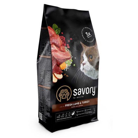 Корм сухий Savory Adult Cat Sensitive Digestion Fresh Lamb and Turkey для дорослих котів з чутливим травленням з ягнятиною та індичкою 2 кг S30082 фото