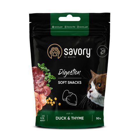 М які ласощі Savory для покращення травлення котів, качка та чебрець S31409 фото