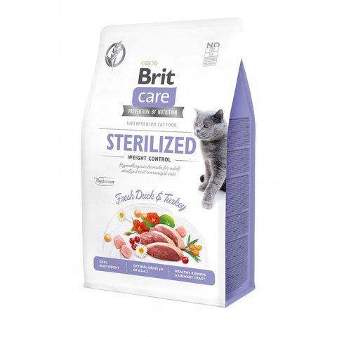 Корм сухий Brit Care Cat Grain Free Sterilized Weight Control для стерилізованих котів з надмірною вагою качка та індичка 400 г S171295/0808 фото