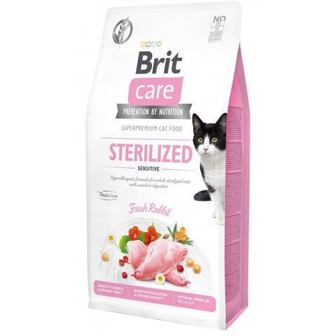 Корм сухий Brit Care Cat Grain Free Sterilized Sensitive для стерелізованих котів з чутливим травленням з кроликом 7 кг S171289/0754 фото