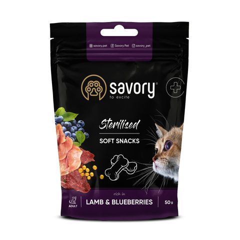 М які ласощі Savory для здоров&rsquo;я стерилізованих котів, ягня та чорниці S31416 фото