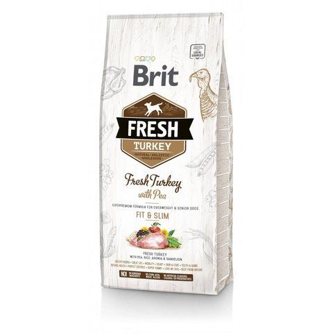 Корм сухий Brit Fresh Turkey/Pea Fit and Slim для собак похилого віку і зайвою вагою з індичкою та горохом 12 кг S170995 фото