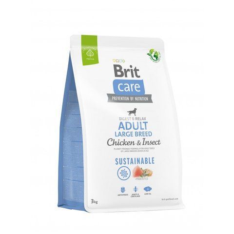 Корм сухий Brit Care Dog Sustainable Adult Large Breed для дорослих собак великих порід з куркою та комахами 3 кг S172182 фото