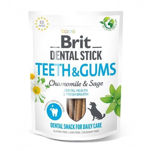 Ласощі Brit Dental Stick Teeth and Gums для дорослих собак з ромашкою та шавлією для здоров я ясен і зубів 7 шт 251 г S112102 фото