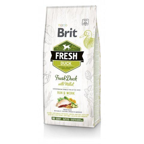 Корм сухий Brit Fresh Duck/Millet Active Run and Work для дорослих активних собак з качкою та пшоном 12 кг S170997/30816 фото