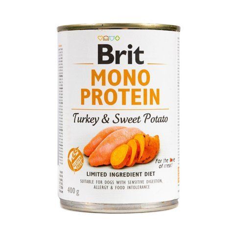 Корм вологий Brit Mono Protein Turkey and Sweet Potato для собак з індичкою та бататом 400 г S100837/100056/9759 фото