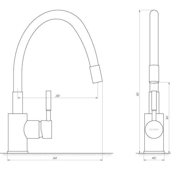 Змішувач для кухні Globus Lux LAZER GLLR-0203S-BG15 000029287 фото